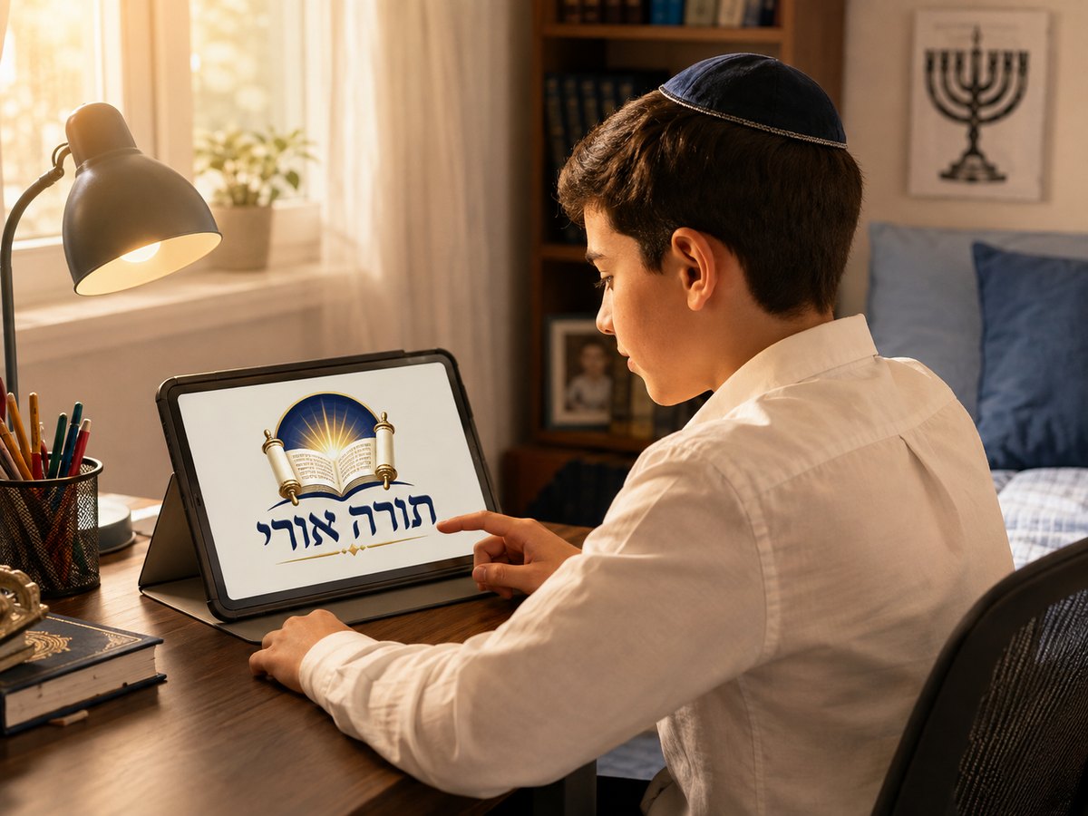 ילד מתכונן לבר המצווה עם תורה אורי