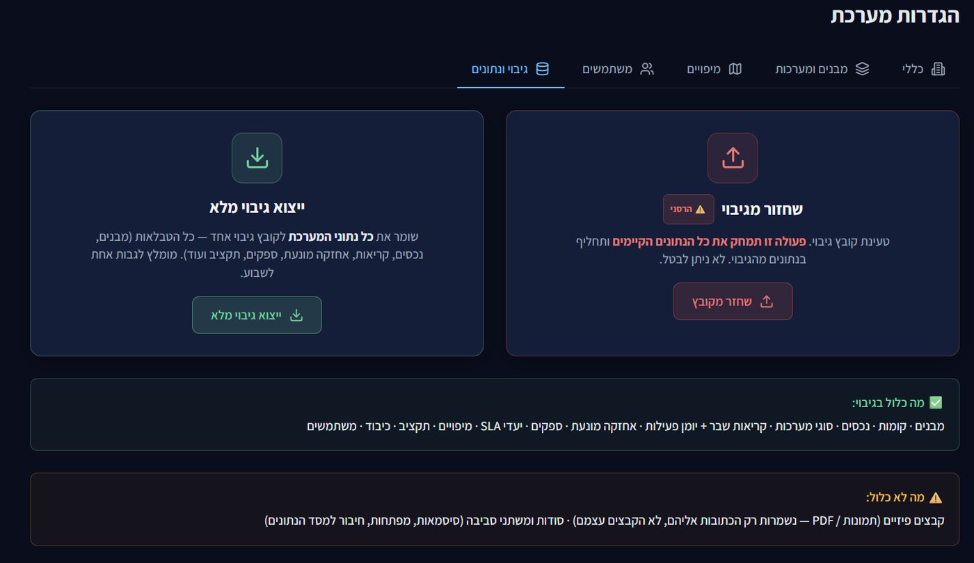 VeriFix — גיבוי וייצוא נתונים